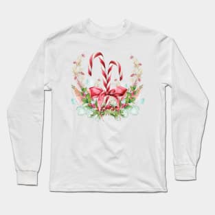 Australian Christmas - Floral Candy Cane Long Sleeve T-Shirt